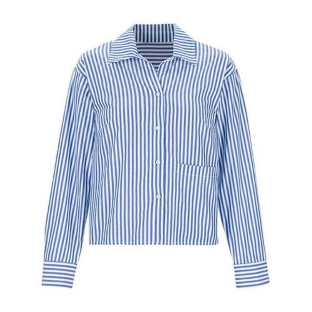 CAbi 6085 Prep School Blue Stripe Button Up Shirt Size XS EUC! - Picture 3 of 13